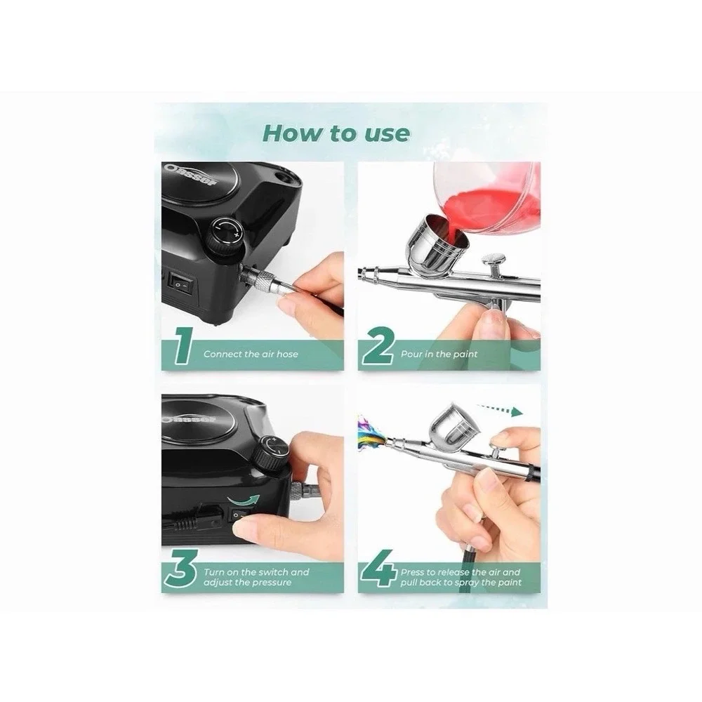 Airbrush Kit with Air Compressor, Dual Action 40 PSI 10.5 L/min Airbrush Set